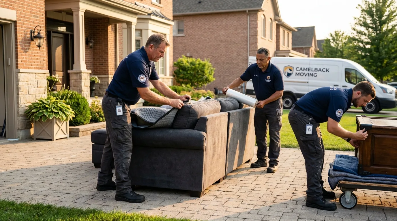 Large estate moving crew wrapping furniture in Cressona, PA