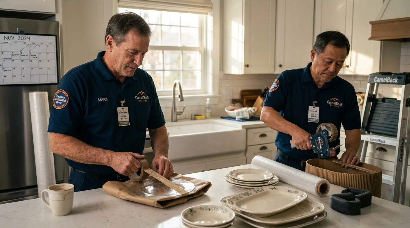 Professional crew packing kitchen dishware in Cressona, PA
